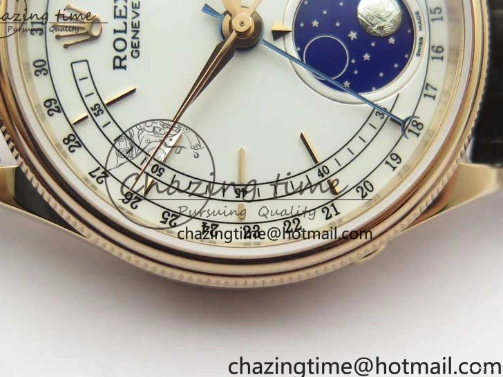 1229 Cellini 50535 Moonphase RG GMF Best Edition White Dial on Brown Leather Strap A Lightweight 2634